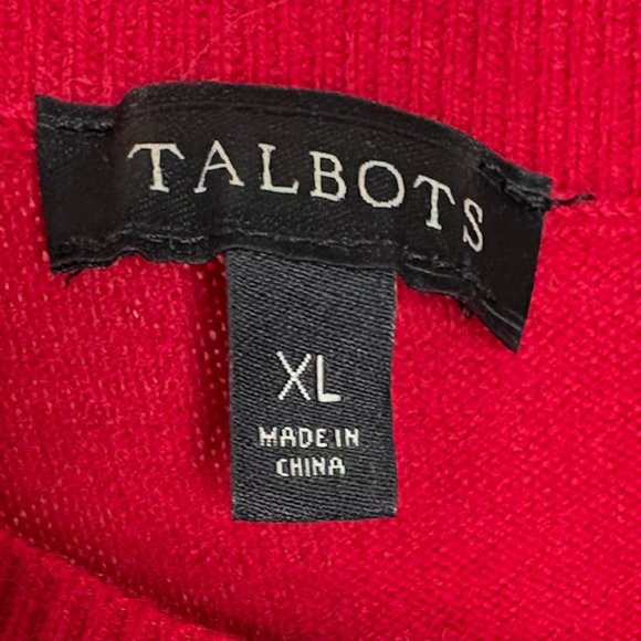 Talbots Lambswool Blend Back Button Sweater Bell Cuff - Red - XL - Picture 7 of 8